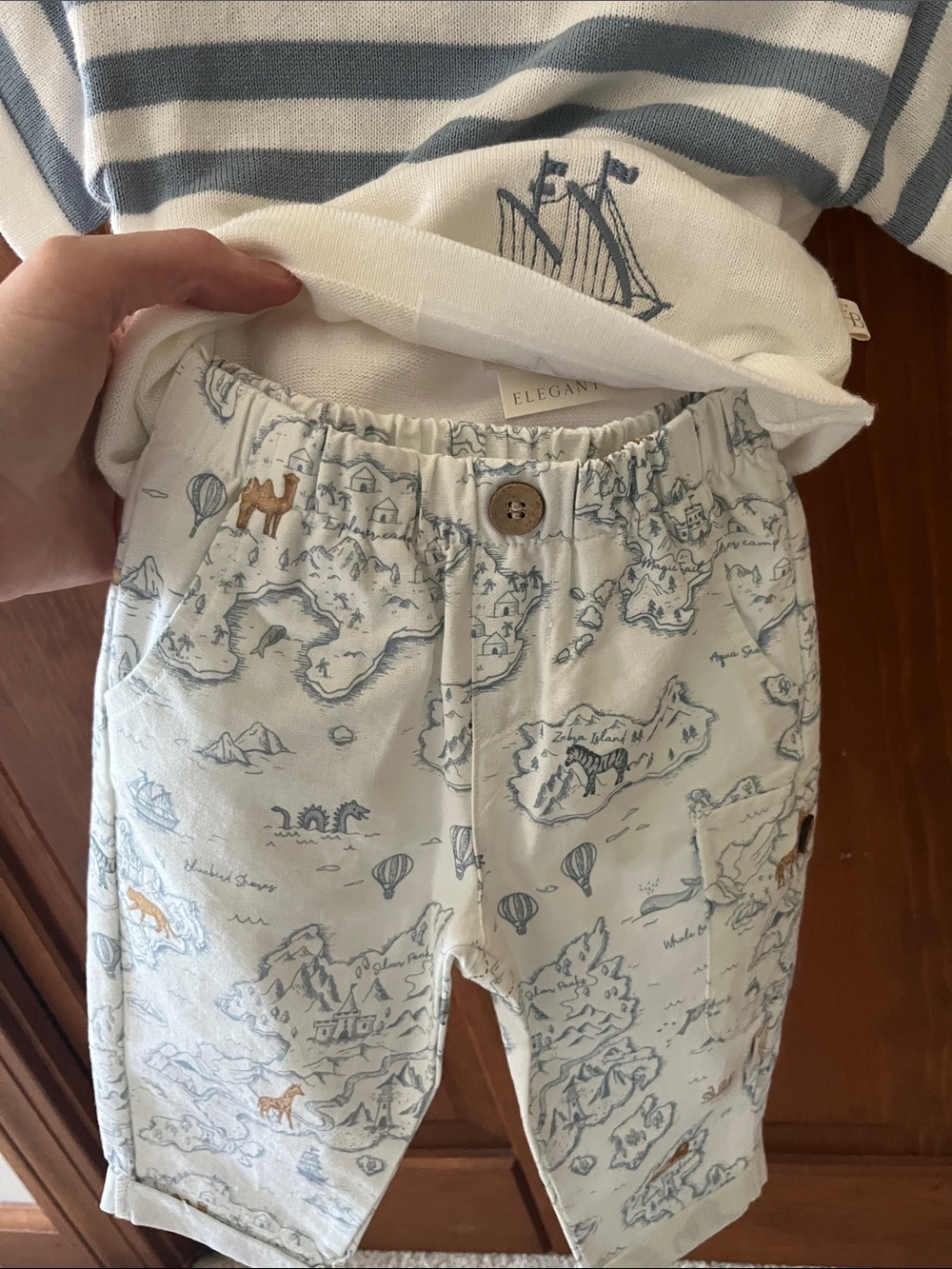 Elegant Baby Blue Stripe Nautical Kids Matching Set Knit Adventure Cargo Sz. 3-6 - Picture 12 of 15